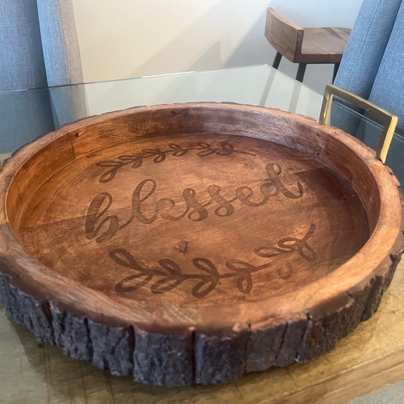 Large Rustic Wooden “Blessed” Serving wood Tray - Picture 2 of 4